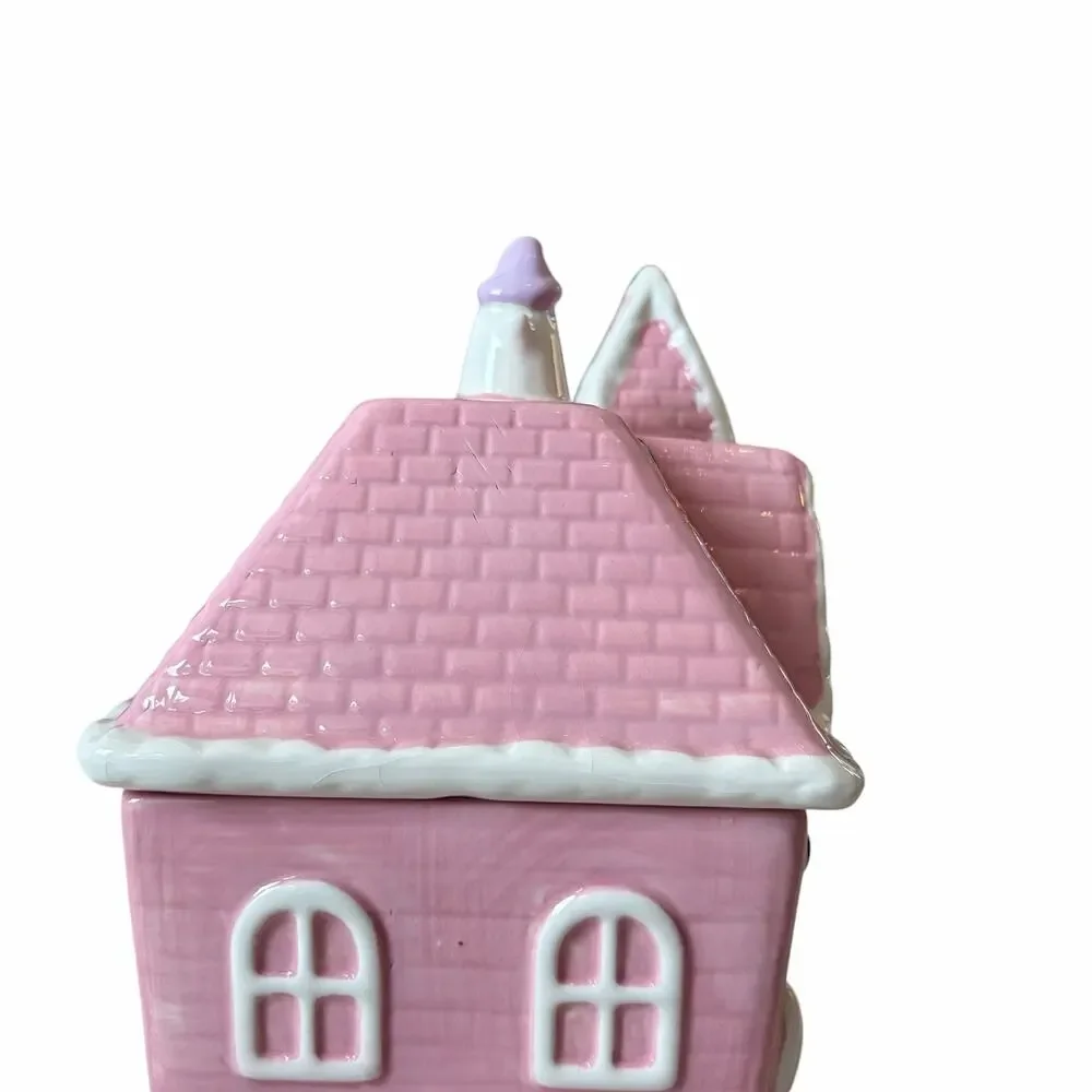 Pink Halloween HAUNTED HOUSE Cookie Jar by Booville Ceramic Spooky Boo New